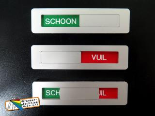Klein schuifbordje schoon-vuil 80x20mm.